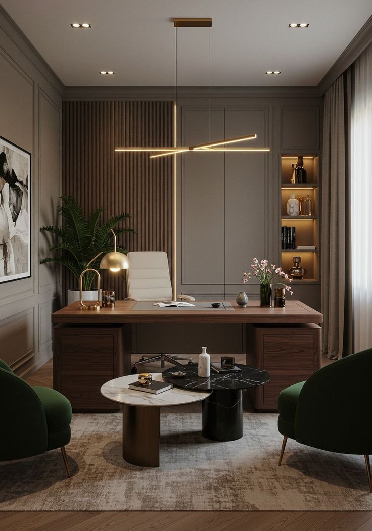 Managing Director Suite with Executive Desk with Leather Blotter & Cable Hub #6